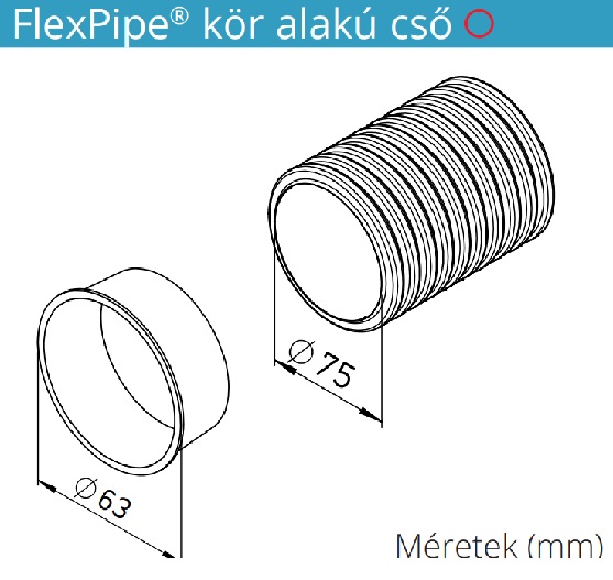 Helios FRS-R 75 tip. FlexPipe szellőzőcső NÁ 75, 50 méter