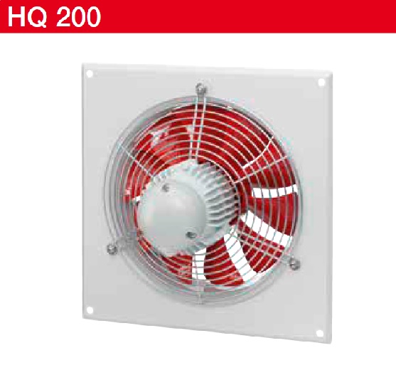 Helios HQW 200/4 tip. fali axiálventilátor négyszögletes kerettel, ráccsal,1~