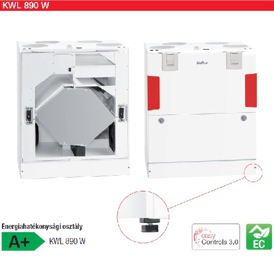 KWL 890 W L tip. Helios álló hővisszanyerős szellőztető készülék (balos kivitel)